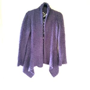 ESCIO lace back fluffy open cardigan